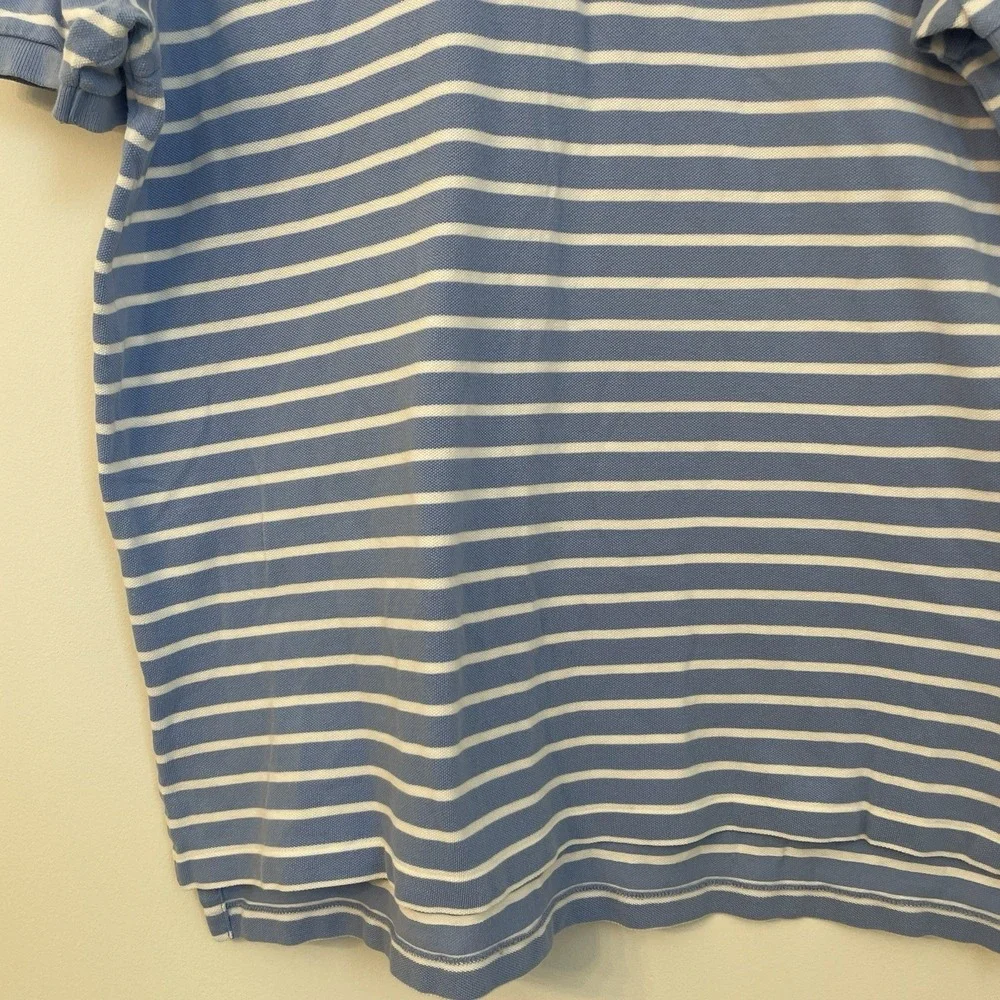 Polo Ralph Lauren Shirt XL Blue White Striped Orange‎ Pony Preppy Cotton Mens XL